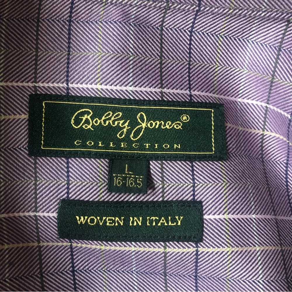 Bobby Jones lavender plaid  shirt size size L woven in Italy 100% cotton EUC - Picture 5 of 9